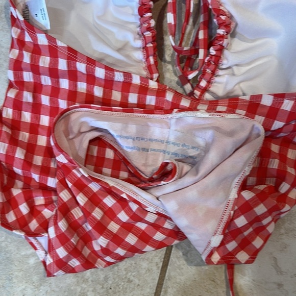 NEW! Wild Fable Red Gingham Checkered One-Piece Halter Swimsuit M bathing suit - Picture 8 of 8